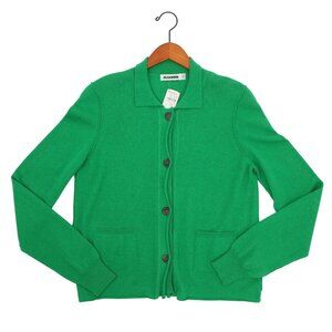 NWT Jil Sander Collared Cashmere Green Cardigan Sweater 44 US 8
